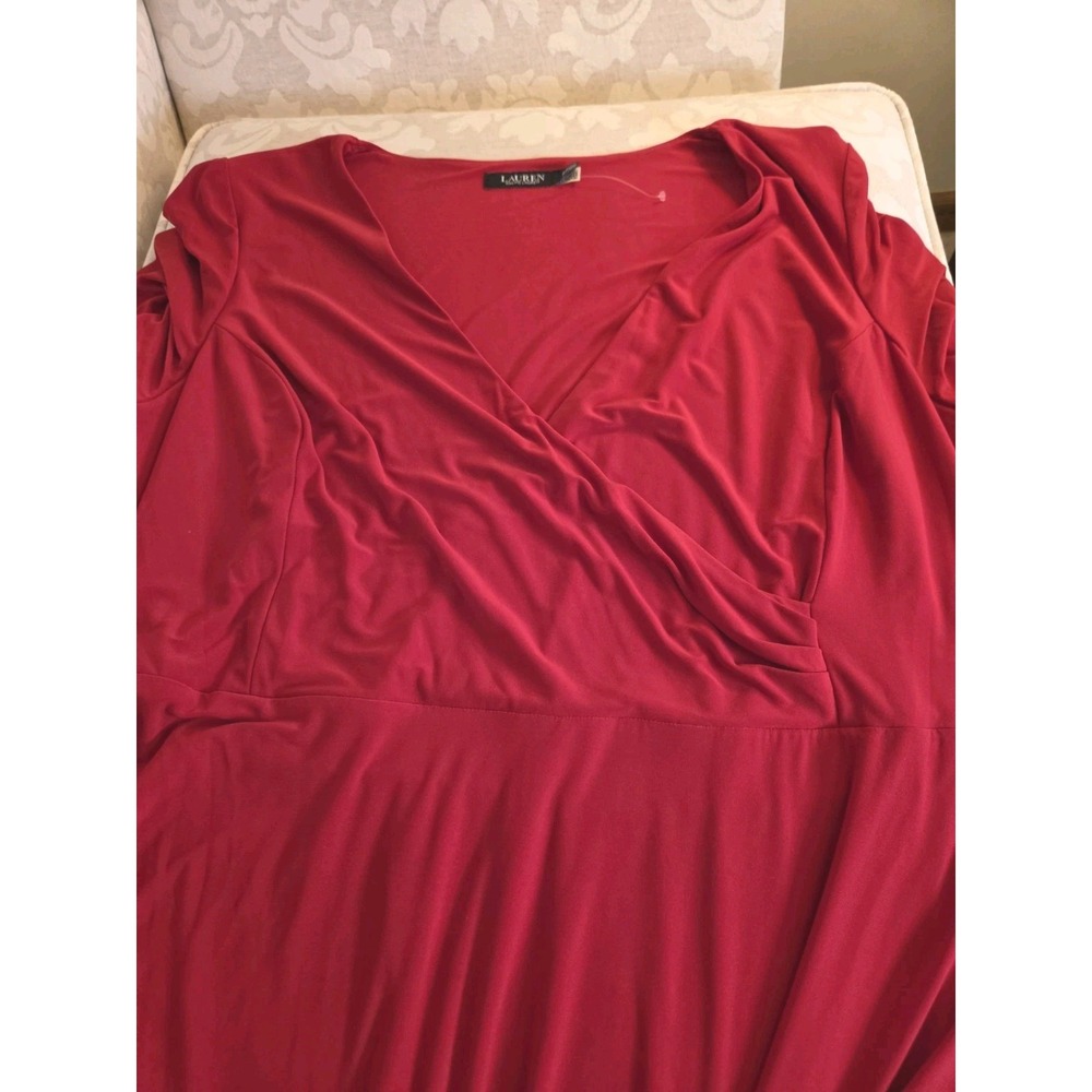 Lauren Ralph Lauren Women's Surplice Jersey Knit Dress Red‎ Size 22W NEW! $125 - Picture 13 of 15